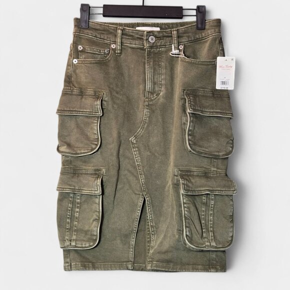 Lucky Brand Womens Cargo Skirt 24 Olive Green Utility Streetwear Gorpcore NWT - Picture 4 of 12